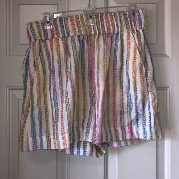 Lou & Grey Loft Rainbow Stripe Shorts Pensive Blue Size Small - Picture 2 of 8
